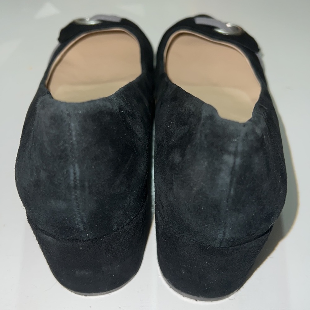 Bettye Muller Concept leather and suede block pointy toe black heels - Picture 8 of 9